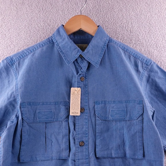 Red Head Brand Co Mens Blue Short Sleeve Button Up Shirt Size S Utility Pockets - Picture 1 of 7